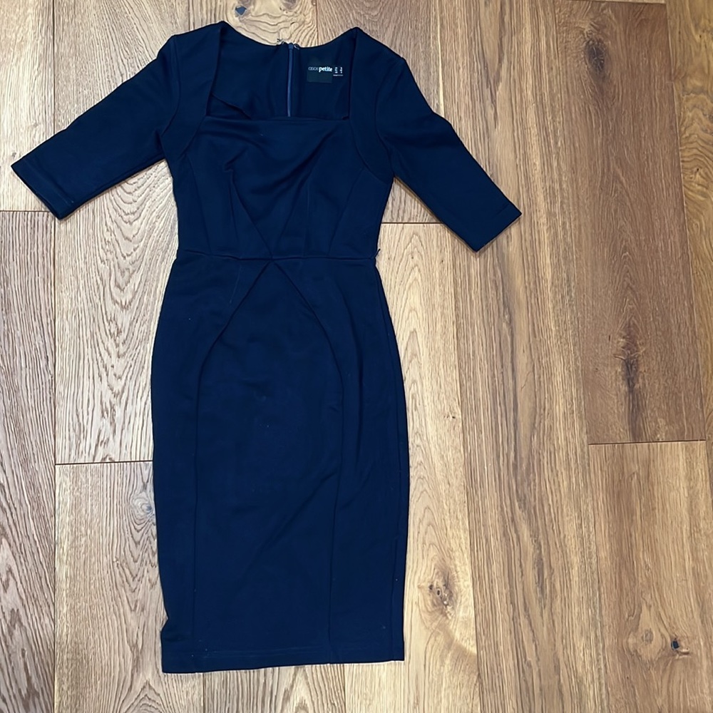 ASOS PETITE square neck midi dress